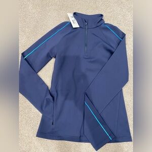 NWT Outdoor Voices FrostKnit 1/4 Zip Pullover, Dark Sky. 1 front zip pocket